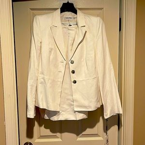 White Linen, three button suit